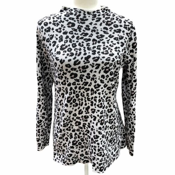 LOFT Cheetah Print White, Black, Pink Cozy Sweater - Picture 1 of 6